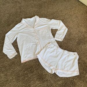 Gooseberry Intimates White 2pc. Pajama Lounge Set Sz.M-L Pjs Comfort